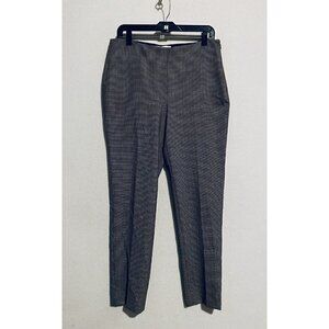 Etcetera Pants Womens 8 Plaid Flat Front Trousers Side Zipper Black Stretch